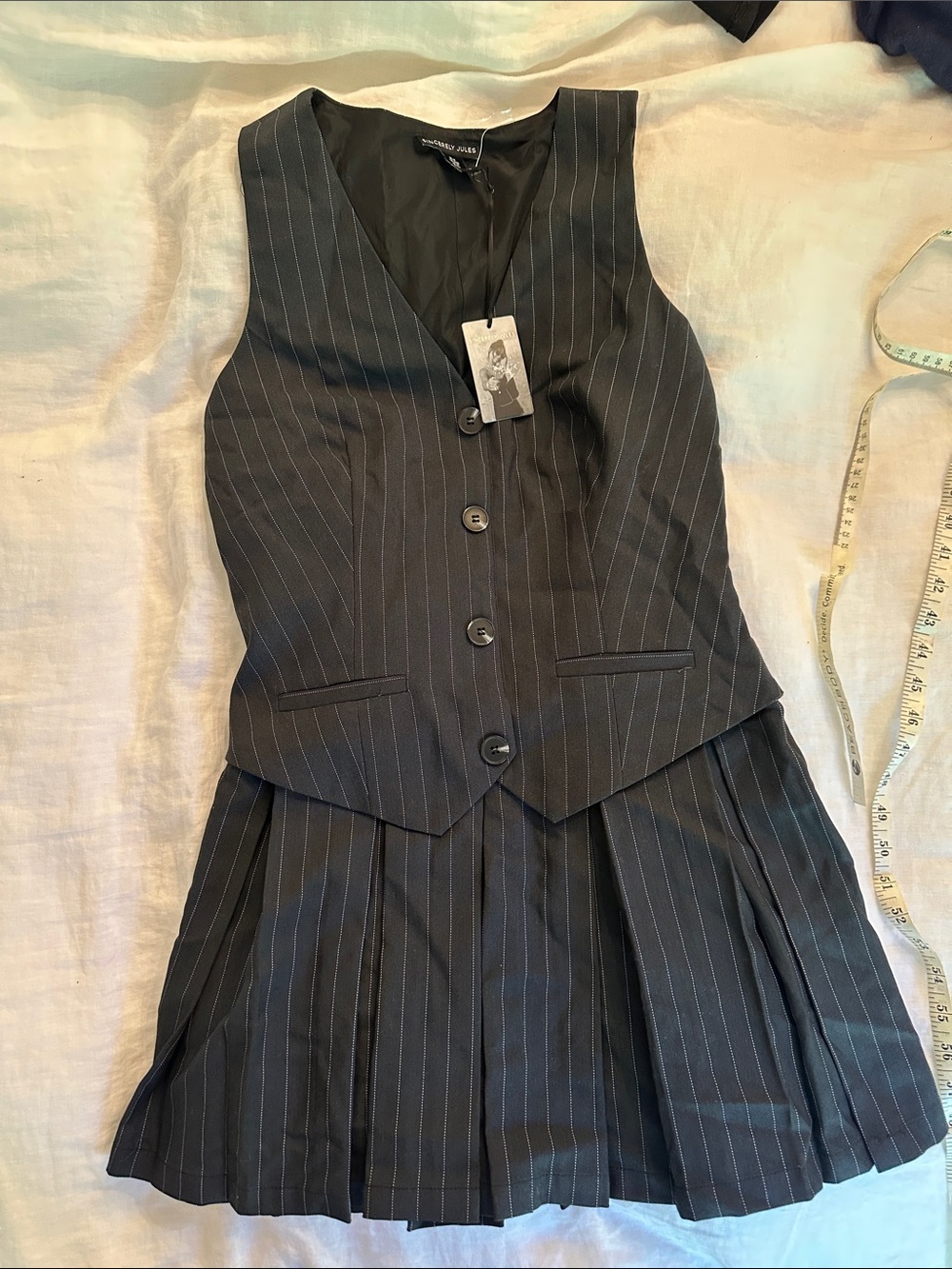 Sincerely Jules Pinstripe Pleated Mini Dress Preppy Clueless Y2K Size Medium NWT